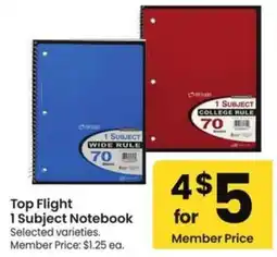 Albertsons Top Flight 1 Subject Notebook offer