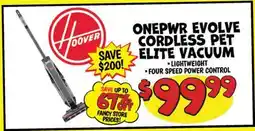 Ollie's HOOVER ONEPWR EVOLVE CORDLESS PET ELITE VACUUM offer
