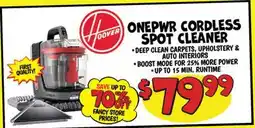Ollie's HOOVER ONEPWR CORDLESS SPOT CLEANER offer