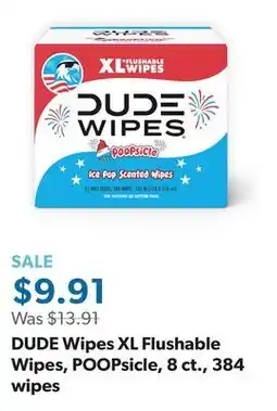 Sam's Club DUDE Wipes XL Flushable Wipes, POOPsicle, 8 ct., 384 wipes offer