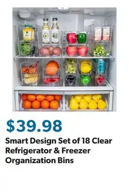 Sam's Club Smart Design Set of 18 Clear Refrigerator & Freezer Organization Bins offer