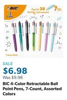 Sam's Club BIC 4-Color Retractable Ball Point Pens, 7-Count, Assorted Colors offer