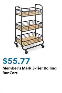 Sam's Club Member's Mark 3-Tier Rolling Bar Cart offer