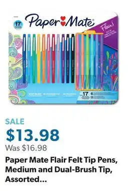 Sam's Club Paper Mate Flair Felt Tip Pens, Medium and Dual-Brush Tip, Assorted Colors, 17 Count offer