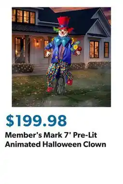 Sam's Club Member's Mark 7' Pre-Lit Animated Halloween Clown offer