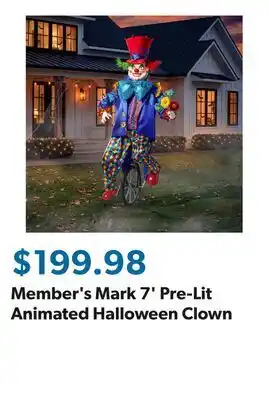 Sam's Club Member's Mark 7' Pre-Lit Animated Halloween Clown offer