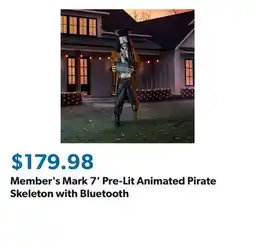 Sam's Club Member's Mark 7' Pre-Lit Animated Pirate Skeleton with Bluetooth offer