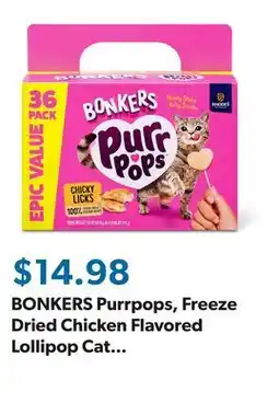 Sam's Club BONKERS Purrpops, Freeze Dried Chicken Flavored Lollipop Cat Treats, 36 pk offer