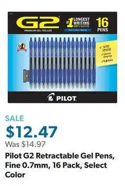 Sam's Club Pilot G2 Retractable Gel Pens, Fine 0.7mm, 16 Pack, Select Color offer