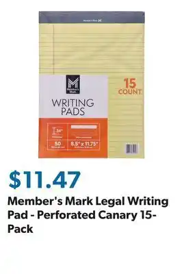 Sam's Club Member's Mark Legal Writing Pad - Perforated Canary 15-Pack offer