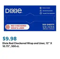 Sam's Club Dixie Red Checkered Wrap and Liner, 12 X 10.75, 500 ct offer