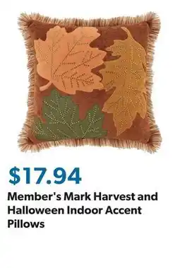 Sam's Club Member's Mark Harvest and Halloween Indoor Accent Pillows offer