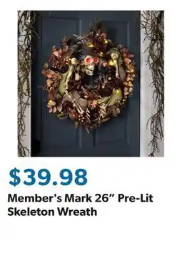 Sam's Club Member's Mark 26 Pre-Lit Skeleton Wreath offer