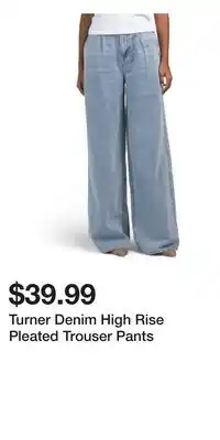 TJ Maxx Turner Denim High Rise Pleated Trouser Pants offer