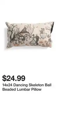 TJ Maxx 14x24 Dancing Skeleton Ball Beaded Lumbar Pillow offer