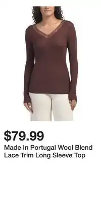 TJ Maxx Made In Portugal Wool Blend Lace Trim Long Sleeve Top offer