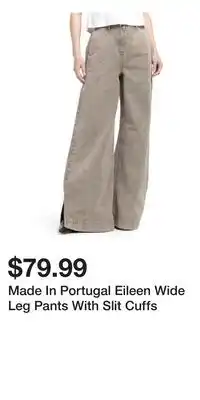 TJ Maxx Made In Portugal Eileen Wide Leg Pants With Slit Cuffs offer