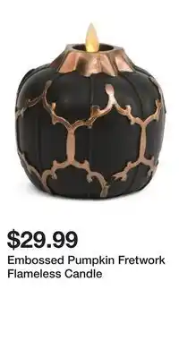 TJ Maxx Embossed Pumpkin Fretwork Flameless Candle offer