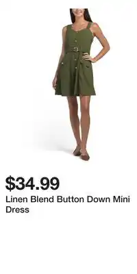 TJ Maxx Linen Blend Button Down Mini Dress offer