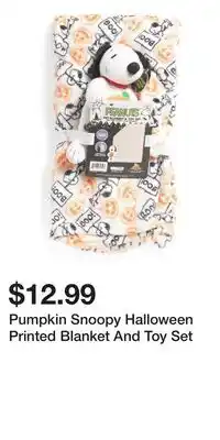 TJ Maxx Pumpkin Snoopy Halloween Printed Blanket And Toy Set offer