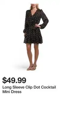 TJ Maxx Long Sleeve Clip Dot Cocktail Mini Dress offer