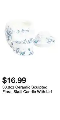 TJ Maxx 33.8oz Ceramic Sculpted Floral Skull Candle With Lid offer