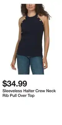 TJ Maxx Sleeveless Halter Crew Neck Rib Pull Over Top offer