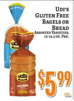 Trade Fair Supermarket Udi's Gluten Free Bagels Or Bread offer
