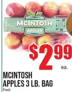 Extra Supermarket MCINTOSH APPLES 3 LB. BAG offer