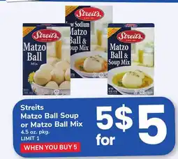 ACME Streit's Matzo Ball Soup or Matzo Ball Mix offer