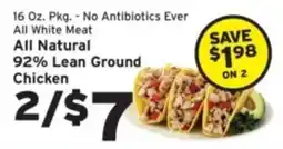 Hannaford 92% lean ground chicken offer