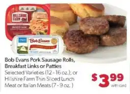 Family Fare Bob Evans Pork Sausage Rolls, Breakfast Links or Patties offer
