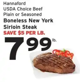 Hannaford Hannaford usda choice beef plain or seasoned boneless new york sirloin steak offer