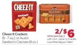Family Fare Cheez-it Crackers or Austin Sandwich Crackers offer
