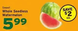 Hannaford Sweet Whole Seedless Watermelon offer