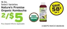 Hannaford Nature's Promise Organic Kombucha offer