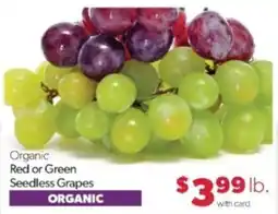 Family Fare Organic Red or Green Seedless Grapes offer