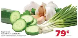 Family Fare Super Select Cucumbers or Garlic Bulbs or Fresh Green Onions offer