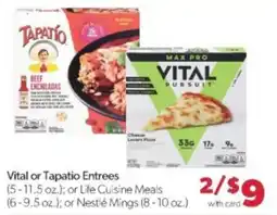 Family Fare Vital or Tapatio Entrees offer