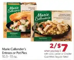 Family Fare Marie Callender's Entrees or Pot Pies offer