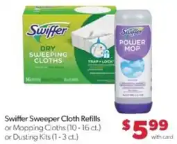 Family Fare Swiffer Sweeper Cloth Refills or Mopping Cloths or Dusting Kits offer
