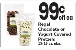 Safeway Regal Chocolate or Yogurt Covered Pretzels offer