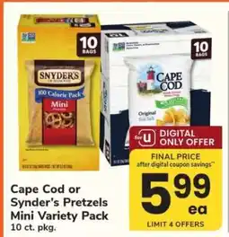 Safeway Cape Cod or Snyder’s Pretzels Mini Variety Pack offer