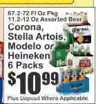 Key Food Corona, Stella Artois, Modelo or Heineken 6 Packs offer