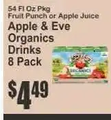 Key Food Apple & Eve Organics Drinks 8 Pack offer