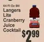 Key Food Langers Lite Cranberry Juice Cocktail offer