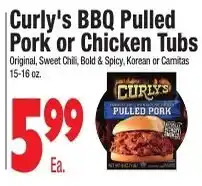 King Kullen Curly's BBQ Pulled Pork or Chicken Tubs offer