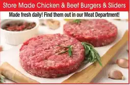 King Kullen Store Made Chicken & Beef Burgers & Sliders offer