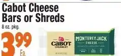 King Kullen Cabot Cheese Bars or Shreds offer