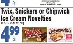 King Kullen Twix, Snickers or Chipwich Ice Cream Novelties offer